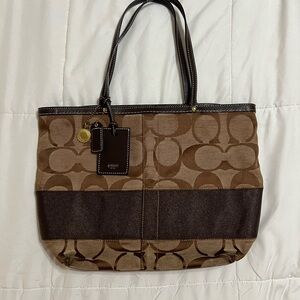 Vintage Coach Brown Signature Tote Bag
